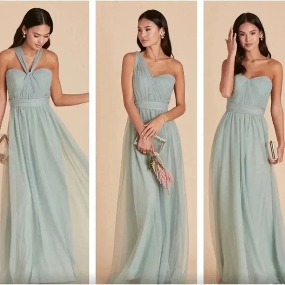 Birdy Grey Christina Convertible Bridesmaid Dress in Tulle Sandy Taupe S NWT - Picture 6 of 14